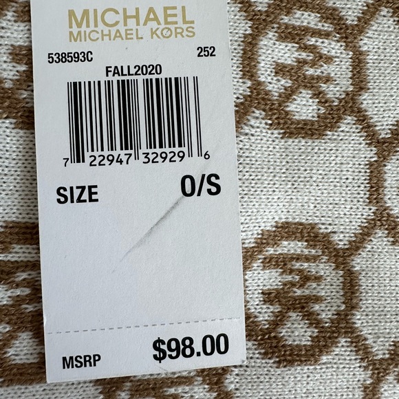 Michael Kors NWT Women's Scarf and Beanie Set Caramel Cream MK Logo - Picture 4 of 4